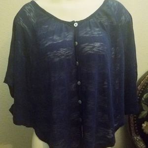 Dark Blue Batwing Top.